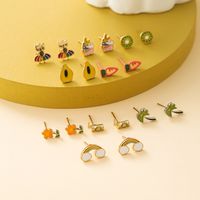 Fashion Cute Tropical Fruit Dripping Earrings Set For Women Wholesale main image 3