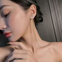 Boucles D&#39;oreilles Coréennes Longues En Diamant Brisé En Zircon Pour Femmes main image 3