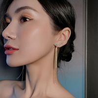 Boucles D&#39;oreilles Coréennes Longues En Diamant Brisé En Zircon Pour Femmes main image 4