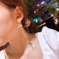 Fashion 925 Silver Needle Opal Heart-shaped Long Flow Diamond Heart-shaped Trend Wild Alloy Earrings main image 3