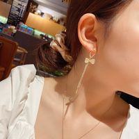 Fashion 925 Silver Needle Opal Heart-shaped Long Flow Diamond Heart-shaped Trend Wild Alloy Earrings main image 5