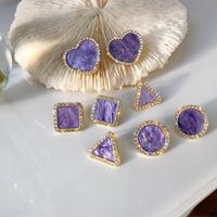 Korea 925 Silver Needle Purple Bright Diamond New Trendy Korean Women's Wild Earrings main image 6