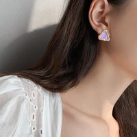 Korea 925 Silver Needle Purple Bright Diamond New Trendy Korean Women's Wild Earrings main image 5