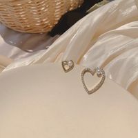 925 Silver Needle Asymmetric Love Pearl Small And Simple Earrings For Women main image 6