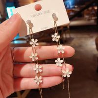 925 Silver Needle Korea Fairy Tassel Flower Fashion Sweet Earrings For Women main image 4