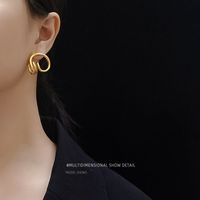 Special-shaped Cochlear Inspiration Steel Material Plated 18k Real Gold Earrings Wholesale sku image 3