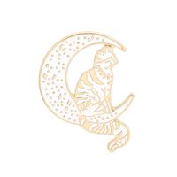 New Brooch Punk Style Cute Cat Brooch Sitting On The Moon Cowboy Badge Wholesale sku image 2