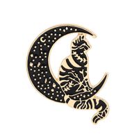 New Brooch Punk Style Cute Cat Brooch Sitting On The Moon Cowboy Badge Wholesale sku image 1