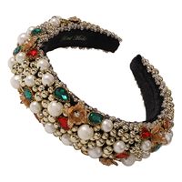 Fashion Thick Sponge Crystal Hot-selling Pearl Inlaid Multicolor Alloy Headband Wholesale sku image 2