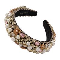 Fashion Thick Sponge Crystal Hot-selling Pearl Inlaid Multicolor Alloy Headband Wholesale sku image 3