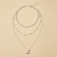 Multi-layer Set Necklace Geometric Metal Alloy Round Bead Fishtail Pendant  Women's Necklace sku image 1