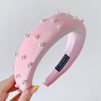 Retro Pearl Thickened Plush Knitted Fabric Wide-brimmed Headband  Wholesale sku image 2
