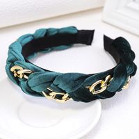 Twist Braid Wide-brimmed Gold Velvet Metal Chain Headband Wholesale sku image 3