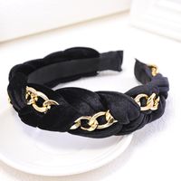 Twist Braid Wide-brimmed Gold Velvet Metal Chain Headband Wholesale sku image 7