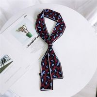 Double-sided Leopard Print Boxer Small Scarf Women's Scarf New Korean Style Spring And Autumn All-match Wrist Strap Ribbon Hair Band Fashion sku image 2