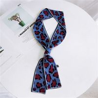Double-sided Leopard Print Boxer Small Scarf Women's Scarf New Korean Style Spring And Autumn All-match Wrist Strap Ribbon Hair Band Fashion sku image 3