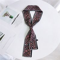 Double-sided Leopard Print Boxer Small Scarf Women's Scarf New Korean Style Spring And Autumn All-match Wrist Strap Ribbon Hair Band Fashion sku image 6