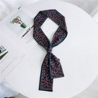 Double-sided Leopard Print Boxer Small Scarf Women's Scarf New Korean Style Spring And Autumn All-match Wrist Strap Ribbon Hair Band Fashion sku image 7