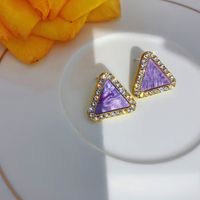 Corea 925 Aguja De Plata Púrpura Diamante Brillante Nuevos Pendientes Salvajes De Las Mujeres Coreanas De Moda sku image 2