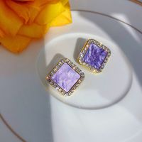 Corea 925 Aguja De Plata Púrpura Diamante Brillante Nuevos Pendientes Salvajes De Las Mujeres Coreanas De Moda sku image 3