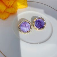 Corea 925 Aguja De Plata Púrpura Diamante Brillante Nuevos Pendientes Salvajes De Las Mujeres Coreanas De Moda sku image 1