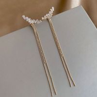 Fashion Zircon Broken Diamond Tassels Long  Korean Earrings For Women sku image 1