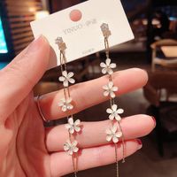 Pendientes Dulces De Moda De La Flor De La Borla De Hadas De La Aguja De Plata 925 Para Las Mujeres sku image 1