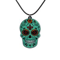Acrylic Fashion Skeleton Skull Necklace  (green) Nhyl0266-green sku image 1