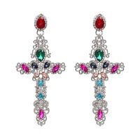 Jujia Nouvelle Européen Et Américain Croix Personnalisé Diamant Boucles D'oreilles Haut De Gamme Qualité Élégant Femelle Boucles D'oreilles Ventes Directes 51202 sku image 3