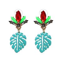 Jujia New Alloy Oiling Leaf-shaped Earring European And American Style Hot Selling Ear Studs Ornament Cross-border Distribution Supply 51238 sku image 1