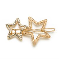 Factory Direct Sales Hot Sale In Europe And America Hair Accessories Alloy Geometric Hairpin Diamond Xingx Side Clip Five-pointed Star Clip sku image 1