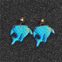 Außenhandel Europäischer Und Amerikanischer Schmuck  Color Ocean Serie Niedlich Und Niedlich Big Head Hai Ohrringe Strand Fisch Ohrringe sku image 1
