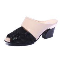 2018 Européen Et Américain D'été De Sandales Femmes À Talons Hauts Peep Toe Sandales Chunky Talon Non-slip Flip Flops Mi Talon Maman Chaussures sku image 8