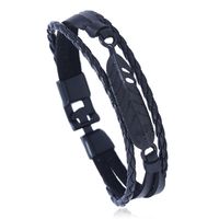 Leather Fashion Geometric Bracelet  (black) Nhpk2102-black sku image 1