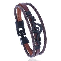 Leather Fashion Geometric Bracelet  (black) Nhpk2104-black sku image 2