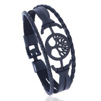 Leather Fashion Geometric Bracelet  (black) Nhpk2099-black sku image 1