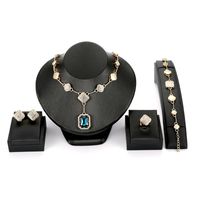 Europäischer Und Amerikanischer Grenz Überschreiten Der E-commerce Explosive Blaue Edelstein Halskette Ohrringe Schmuck Set Braut Hochzeits Schmuck Vierteiliges Set sku image 1