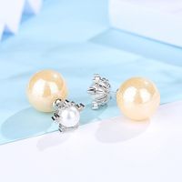 Jinse Huan Baumwoll Ohrringe Kupfer Eingelegtes Aaa Zirkon Koreanische Mode S925 Silbernadel Frauen Runde Perlen Ohrringe sku image 3