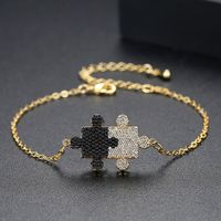 Jinse Mick Armband Kupfer Eingelegt Aaa Zirkon Mode Einfache Koreanische Goldene Frauen Puzzle Förmige Schmuck sku image 1