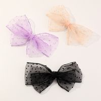 New Style Multicolor Spotted Mesh Ribbon Hairpin Bow All-match Style Hairpin Top Clip Wholesale main image 6