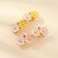 Handmade Oil Drip Alloy Daisy Flower Spring Clip Simple Horsetail Top Clip Small Side Clip Wholesale main image 3