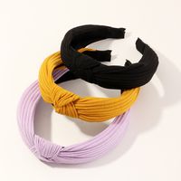 Korean Fashion Color Knotted Knitted Wild Pure Color Cross Women's Headband Wholesale main image 6