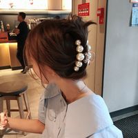 Korea's New Pearl Catch Clip Hairpin Back Head Hair Ponytail Clip Wholesale main image 4