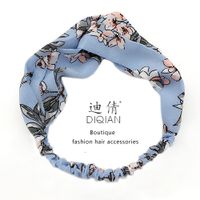 Korean Fabric Wide-brimmed Printing Cross Hair Headband  Wholesale main image 2