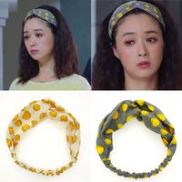 Südkorea Harajuku Stil Niedlichen Kindlichen Smiley Emoji Haarband Elastische Kreuz Knoten Stirnband Haarband Frauen Haarschmuck Großhandel main image 6