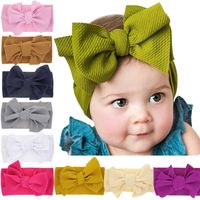 Children's Elastic Newborn Solid Color Bow Headband Baby Rabbit Ears Widened Headband main image 1