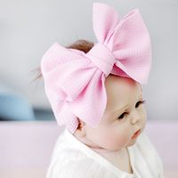 Children's Elastic Newborn Solid Color Bow Headband Baby Rabbit Ears Widened Headband main image 3