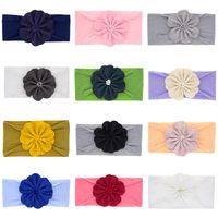 Europäische Und Amerikanische Mode Kinder Nylon Kaninchen Ohren Baby Stretch Big Flower Haarband Baby Kopf Blume Stirnband Großhandel main image 3