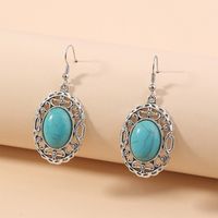 Bohemian Turquoise Earrings Hollow Oval Classical Elegant Ethnic Retro Jewelry Wholesale Nihaojewelry main image 1