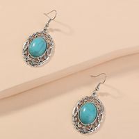 Bohemian Turquoise Earrings Hollow Oval Classical Elegant Ethnic Retro Jewelry Wholesale Nihaojewelry main image 4